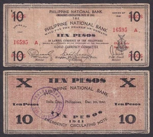 WW2 US Philippines 10 Pesos PNB C/S CLARIN Misamis Occidental Emergency Note - Picture 1 of 4