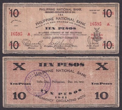 WW2 US Philippines 10 Pesos PNB C/S  CLARIN Misamis Occidental Emergency Note - Image 1 of 4