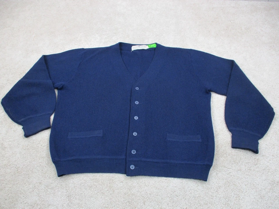 VINTAGE Peruvian Connection Cardigan Sweater Men Large Alpaca Blue Grandpa Peru - Image 1 of 4