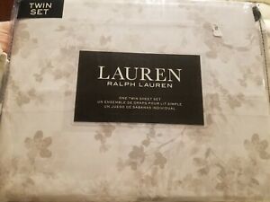 Ralph Lauren Twin Sheet Set Hana Floral 3pc Blush Gray French Classic Country