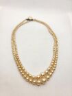 Lovely white beaded 2 strand vintage pearl like nice necklace jewelry 15 inch
