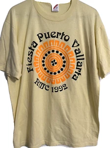 T- Shirt Fiesta Puerto Vallarta Sz Large Yellow Orange Blue Graphic - Picture 1 of 3