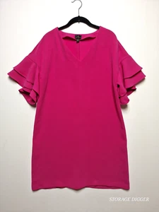 Worthington Women's Pink Shift Dress V-Neck Short Sleeves Pullover Size L - Picture 1 of 14