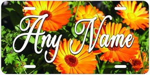 Placa de licencia automática personalizada para automóvil novedad Orange Flowers cualquier nombre - Imagen 1 de 6
