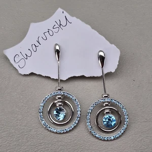 Swarovski Blue Earrings Dangle Post - Picture 1 of 9