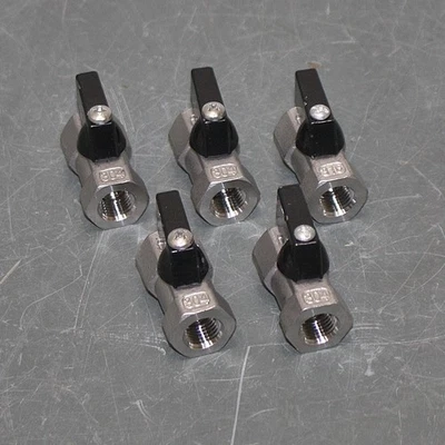 (5) USA Industrial Two-Way Ball Valve ZUSA-VLV-68, 1/4" Pipe, NPT, PTFE, 304 SS - Image 1 of 4