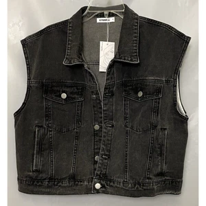 Chaleco vaquero Etossell para mujer talla M clásico sin mangas chaqueta bolsillos botón - Imagen 1 de 11
