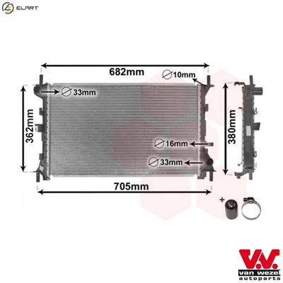 RADIATOR ENGINE COOLING 18002264 FOR FORD FOCUS/Turnier/Clipper EYDL/EYDI 1.8L - Image 1 of 4
