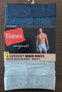 Hanes Originals Ultimate Men's SuperSoft Boxer Brief Underwear, Assorted, 4-Pack - Picture 1 of 5