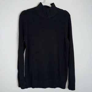 Reiss Women's Aston Sweater-Wool Cashmere-Black-Split Turtleneck-Medium - Picture 1 of 7