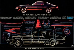 1981 Chevy Camaro Z28 Cutaway Line Drawing 2 Page Vintage Print Ad 80s Wall Art - Bild 1 von 3