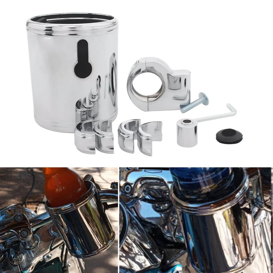 Portavasos para motocicleta apto para Harley Dyna Street Bob Victory Vision Honda Foto 1 de 4