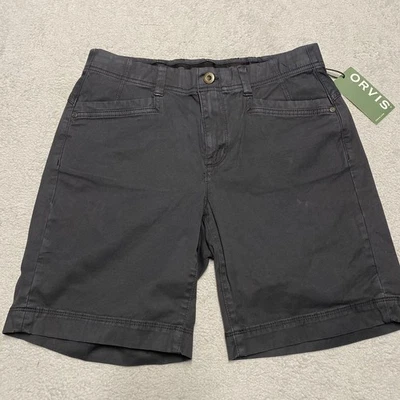 "Pantalones cortos chinos Orvis para mujer 6 lavados negros teñidos frente plano 8"" entrepierna NUEVO Foto 1 de 4