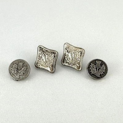 Vintage Sterling Scottish Thistle National Emblem Of Scotland Button - Image 1 of 4