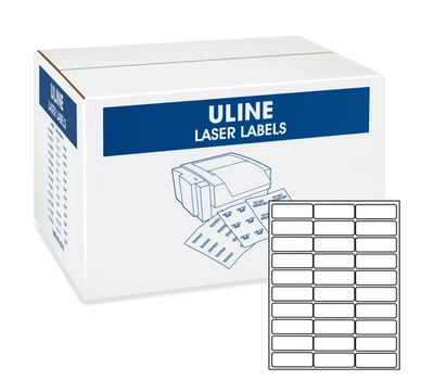 10,000 Laser Labels - White 2 5⁄8 x 1"  Uline S-11893  (30 per sheet) - Image 1 of 3