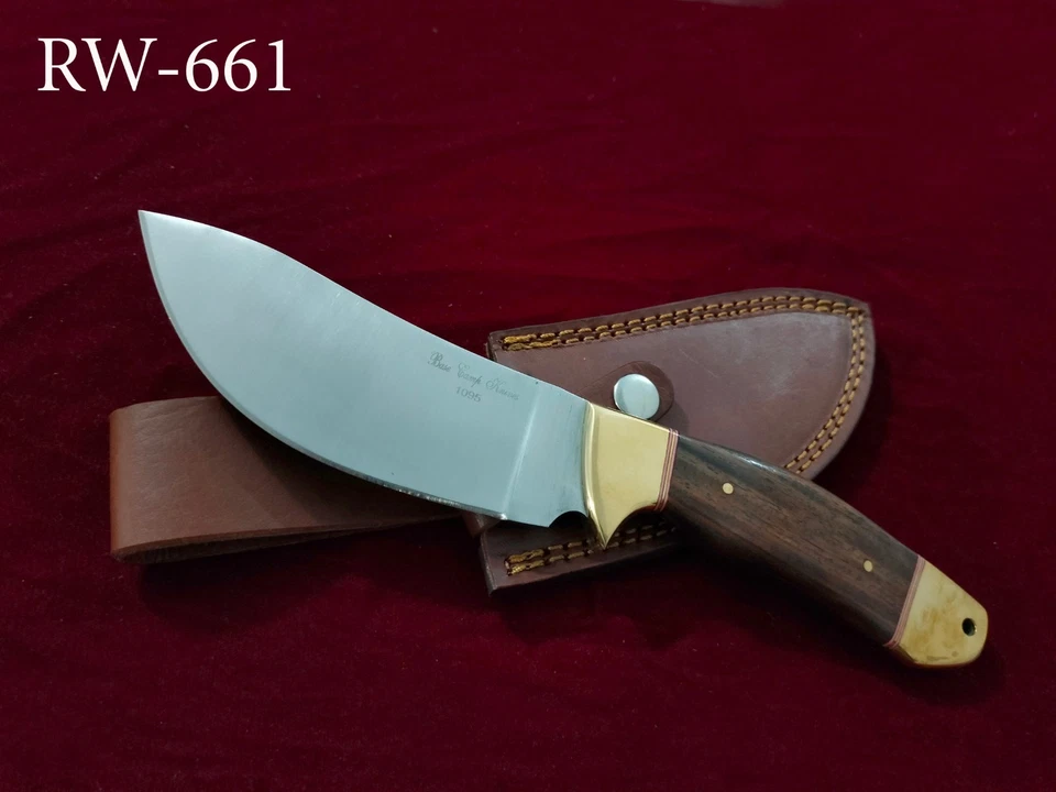 Cuchillo rígido desollador de supervivencia de acero al carbono 1095 hecho a mano para campamento base de 10,3" RW-661 Foto 1 de 4