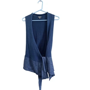 J Jill Blue Knit Miranda Wrap Heather Sleeveless Cardigan Size Small - Picture 1 of 4