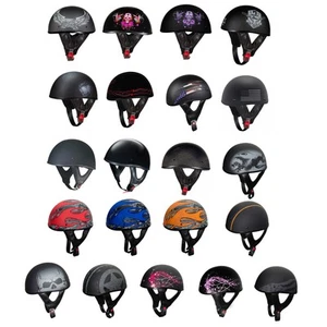 Fulmer Adult Shorty Motorcycle Helmet Half Helmet Cruiser DOT Approved 301 TAC - Picture 1 of 24