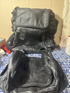 Heavy Duty Leather 2 Piece Wazir Motorcycle Backpack/ Saddle Bag/sissybar Bags - Bild 1 von 13