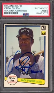 1982 DONRUSS #445 Vada Pinson SIGNED AUTOGRAPH CARD PSA / DNA AUTHENTIC - Picture 1 of 2