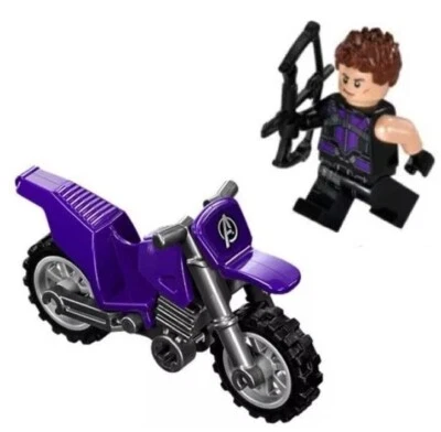 sh0302 Lego Marvel Captain America Civil War 76067 - Hawkeye Minifigure w Bike - Image 1 of 2