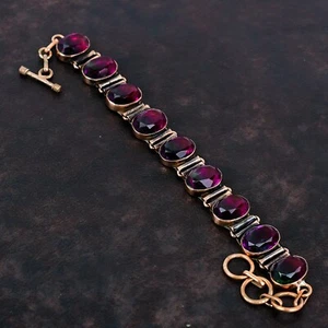 Venta de San Valentín Cobre Natural Multi Turmalina Nueva Cadena Bisel Pulsera Joyería - Imagen 1 de 6