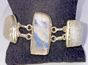 Bracciale artigianale argento sterling cristallo inciso maglia - chiusura a levetta - MD - Foto 1 di 24