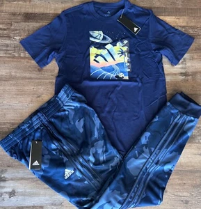 NWT Adidas Boys YXL Navy Blue BASKETBALL BASEBALL SOCCER Jogger Pants Set XL - Picture 1 of 3