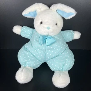 Vintage Russ White Bunny 21” Blue Polka Dot Plush Rabbit Easter - Picture 1 of 8