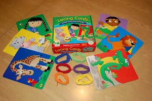 THE LEARNING JOURNEY LACING CARDS- 6 CARDS AND 6 LACES IN BOX-EUC ~~ AGES 3 + - Picture 1 of 6