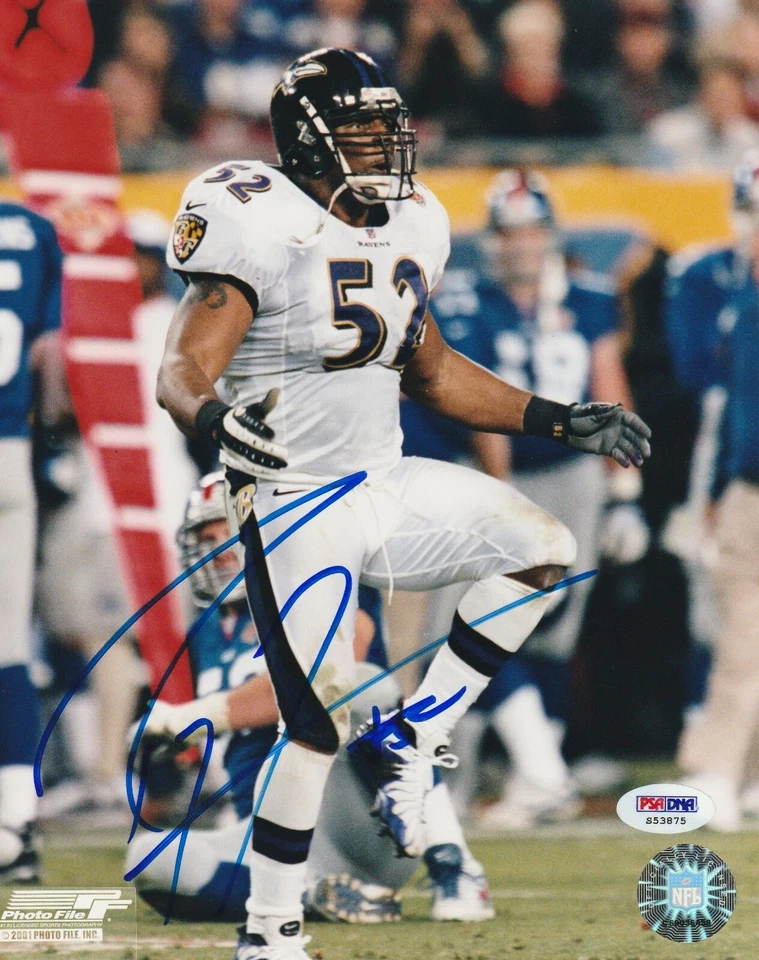 RAY LEWIS Signed Baltimore RAVENS 8X10 PHOTO w/ PSA COA - Image 1 of 1