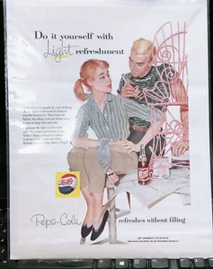 1950s PEPSI-COLA Do It Yourself w/ Light Refreshment " Print Ad - Picture 1 of 3