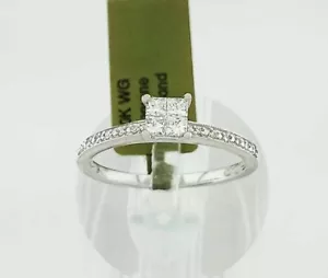 GENUINE 0.52 Cts DIAMOND ENGAGEMENT RING 10K WHITE GOLD - Free Certificate - NWT - Picture 1 of 7