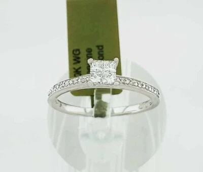 GENUINE 0.52 Cts DIAMOND ENGAGEMENT RING 10K WHITE GOLD - Free Certificate - NWT - Image 1 of 4