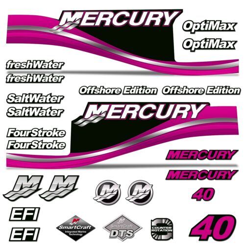 Sticker Dekaler Utombordare 40   Motor Graphic Kit  Vinyl fourstroke USA Pink