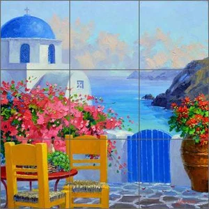 Keramik Fliese Wandbild Backsplash Senkarik Mediterrane Meereslandschaft Kunst MSA169 - Bild 1 von 5