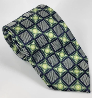 Alexander Julian Colours Polyester Tie Green Silver Black Men Necktie 57 x 3.5 - Image 1 of 4