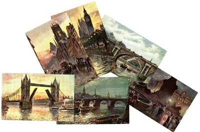LONDON, set of 6 cards, Tuck OILETTE 7278, artist ARTHUR C. PAYNE - Image 1 of 4