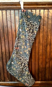 POTTERY BARN CHRISTMAS STOCKING XLONG 32"WILLIAM MORRIS BLACKTHORN VINTAGE NEW - Picture 1 of 7
