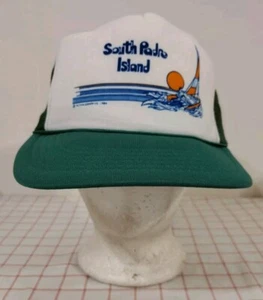 Vintage South Padre Island Trucker Cap Mütze grün weiß verstellbar Mesh Foam - Bild 1 von 6