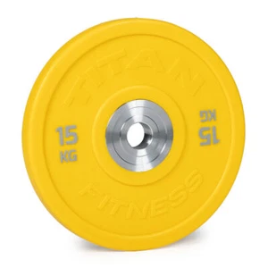 Titan Fitness 15 KG Color Urethane Bumper Plates, Sold Individually, Yellow - Picture 1 of 4