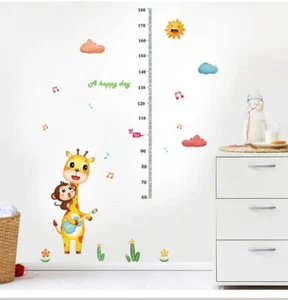 Cartoon Animals Giraffe monkey Height Measure Wall Sticker For Kids Rooms Growth - Picture 1 of 5