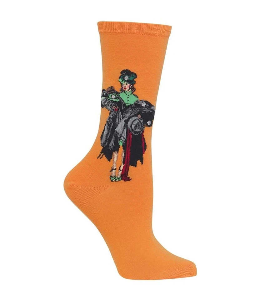 Hotsox Womens Hat Check Girl Socks, Orange, 1 Pair, Womens Shoe 4-10 - Image 1 of 1