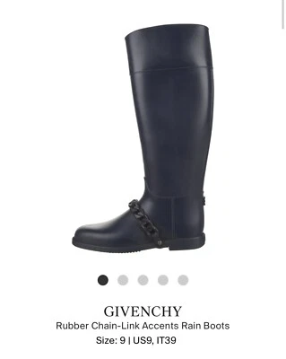 Givenchy Eva Chain Knee-High Rain Boots Black Rubber Size 40 - Image 1 of 4
