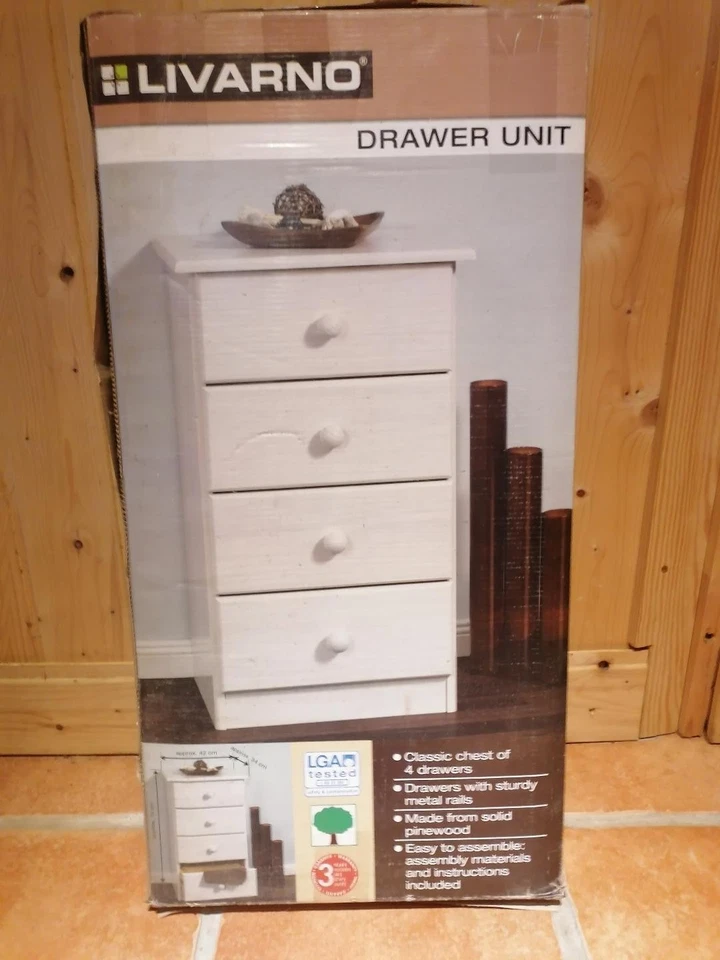 Neues Nachtschränkchen Kieferholz, Livarno, weiß - Bild 1 von 1