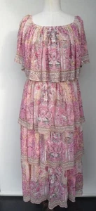 Vine Apparel Amelie Vintage Pink Tiered Maxi Embellished Dress Size 20 - Picture 1 of 7