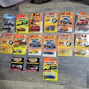 Vintage Matchbox Diecast Autos Lot (15) Stck. meist 90er neu auf Originalkarten tolles Lot - Bild 1 von 5