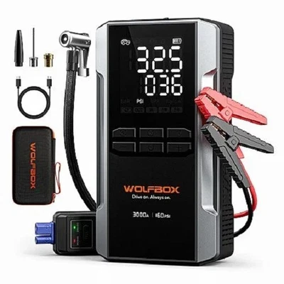 Arrancador de salto WOLFBOX 3000A con compresor de aire, coche portátil 16000 mAh 160 PSI... Foto 1 de 4