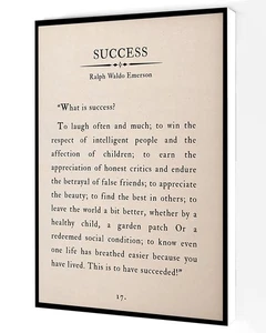 Successo Canvas Wall Art,Ralph Waldo Emerson Poesia Citazione Poster, Libro Pagina Stampa... - Foto 1 di 5