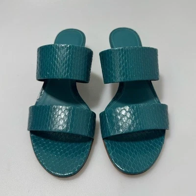 Sandalias Ferragamo Piel de Serpiente Tacón Bloque Azul Viridiano Para Mujer Talla 6 Foto 1 de 4
